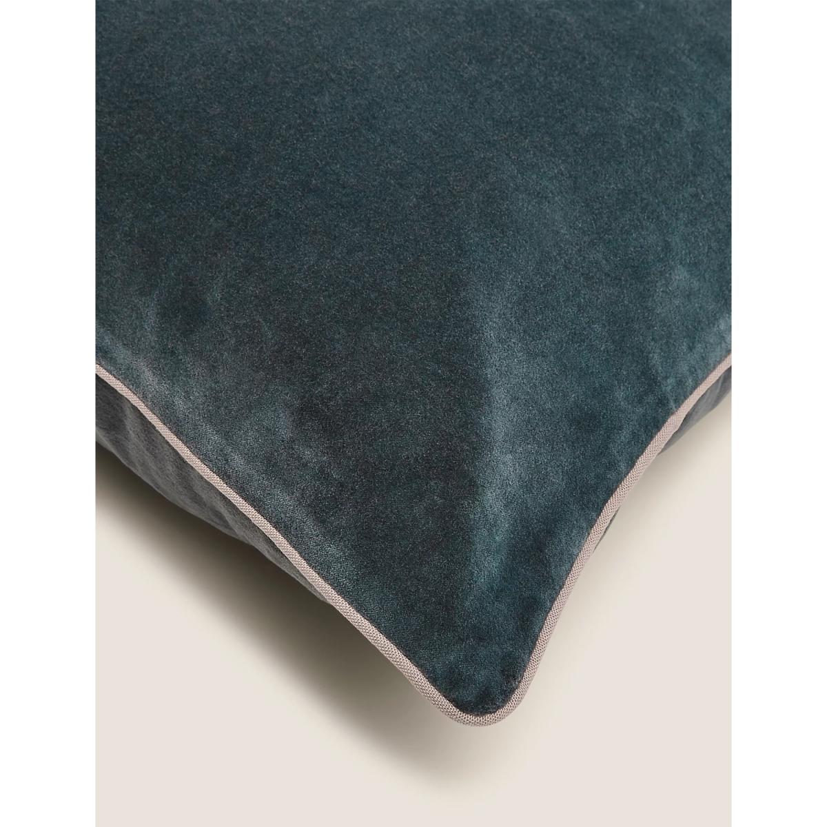 M&S Pure Cotton Velvet Cushion - Navy, Navy,Soft Peach,Heather,Soft Teal,Rose,Neutral,Mustard,Sage – image 4