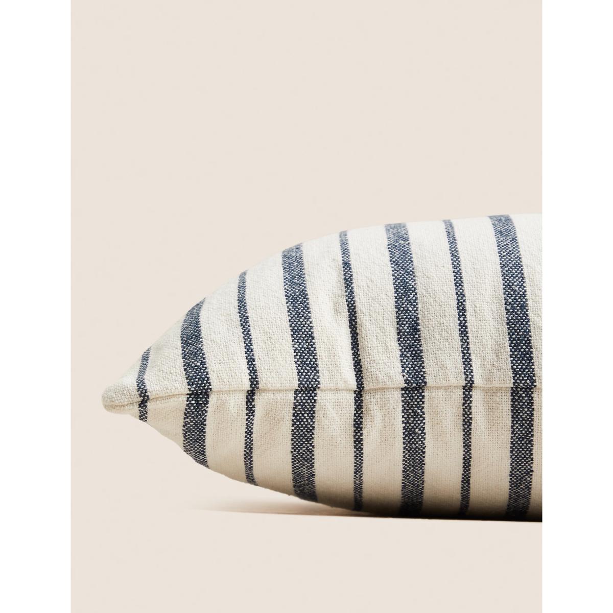 M&S Pure Cotton Striped Bolster Cushion - Blue Mix, Blue Mix – image 2