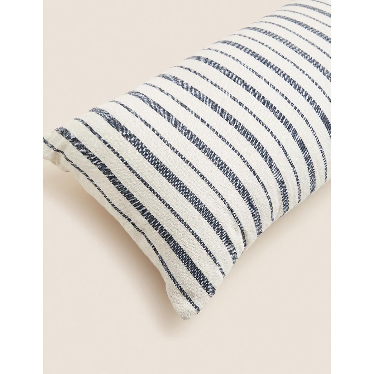 M&S Pure Cotton Striped Bolster Cushion - Blue Mix, Blue Mix – image 3