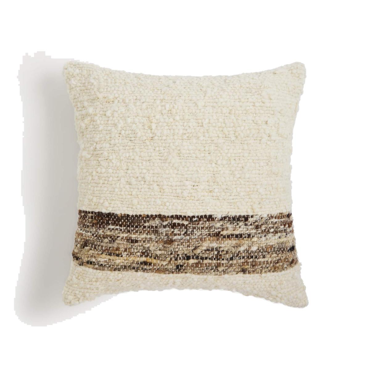 M&S Wool Rich Woven Textured Cushion - Ecru Mix, Ecru Mix – image 1
