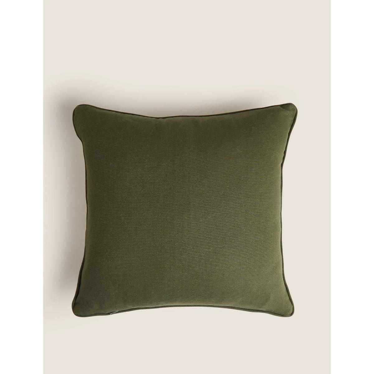 M&S Cotton Rich Embroidered Trees Cushion - Green Mix, Green Mix – image 3