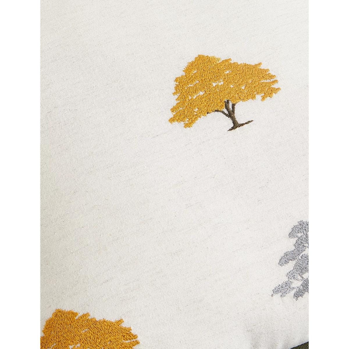 M&S Cotton Rich Embroidered Trees Cushion - Green Mix, Green Mix – image 4