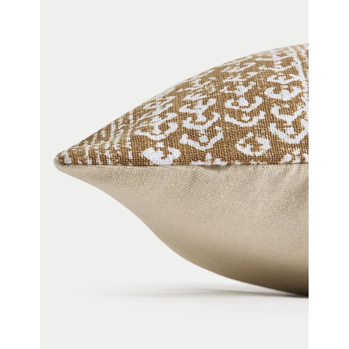 M&S Pure Cotton Block Print Bolster Cushion - Light Bronze, Light Bronze – image 2