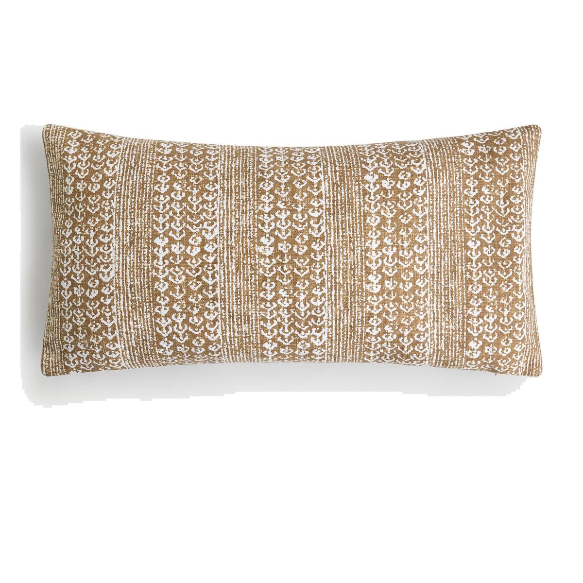 M&S Pure Cotton Block Print Bolster Cushion - Light Bronze, Light Bronze – image 1
