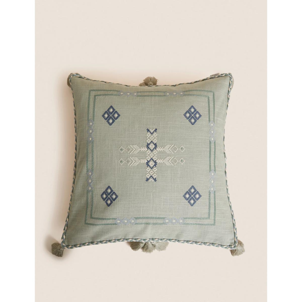 M&S X Fired Earth Marrakech Collection Sofia Cushion - Weald Green, Weald Green – image 2