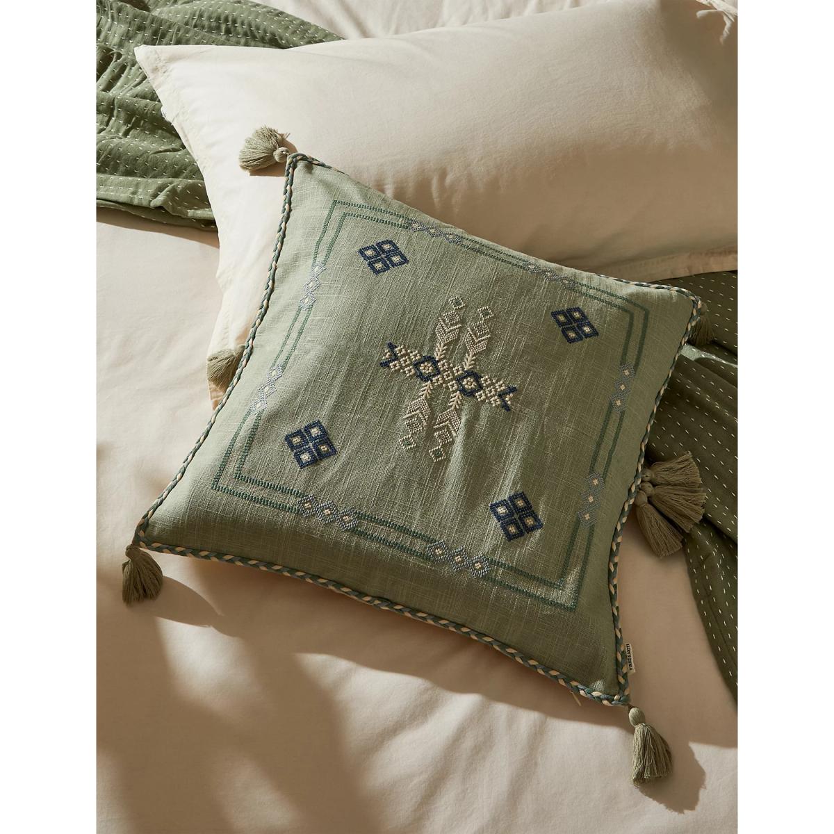 M&S X Fired Earth Marrakech Collection Sofia Cushion - Weald Green, Weald Green – image 4