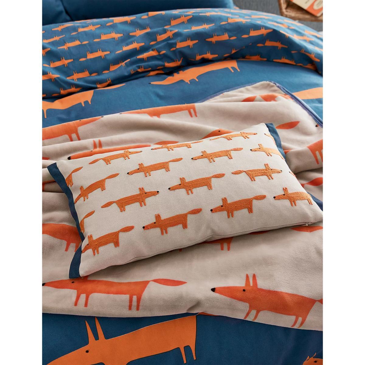 M&S Scion Brushed Cotton Mr Fox Bolster Cushion - Light Blue, Light Blue – image 2