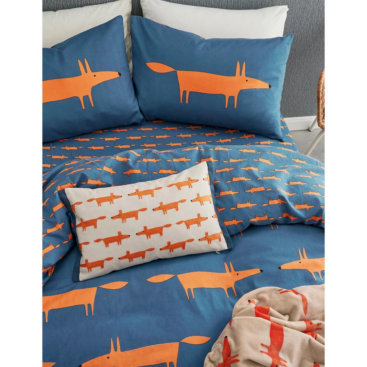 M&S Scion Brushed Cotton Mr Fox Bolster Cushion - Light Blue, Light Blue – image 3