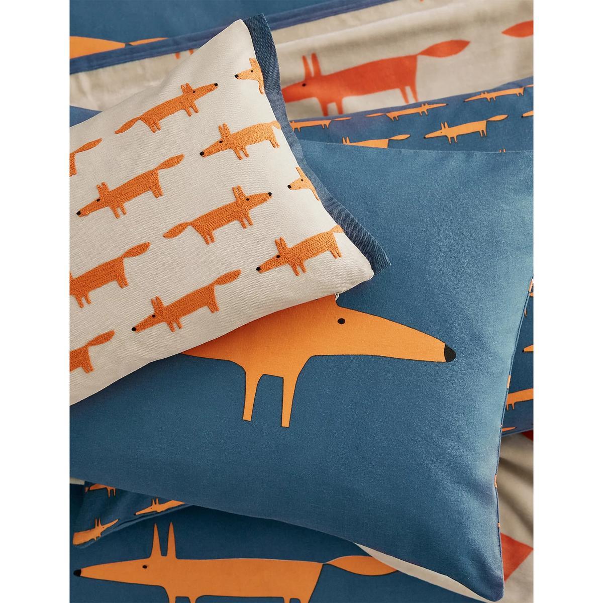 M&S Scion Brushed Cotton Mr Fox Bolster Cushion - Light Blue, Light Blue – image 4