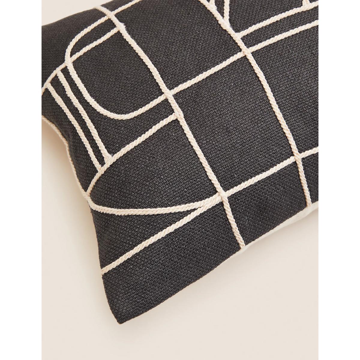 M&S Cotton Rich Geometric Bolster Cushion - Charcoal Mix, Charcoal Mix – image 5