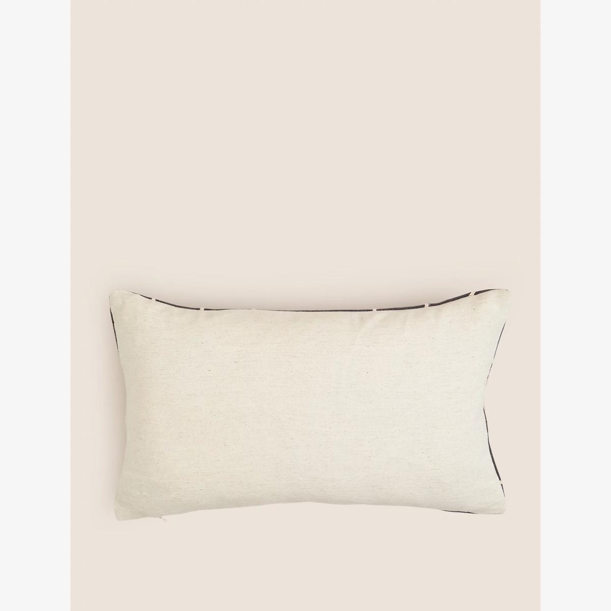 M&S Cotton Rich Geometric Bolster Cushion - Charcoal Mix, Charcoal Mix – image 1