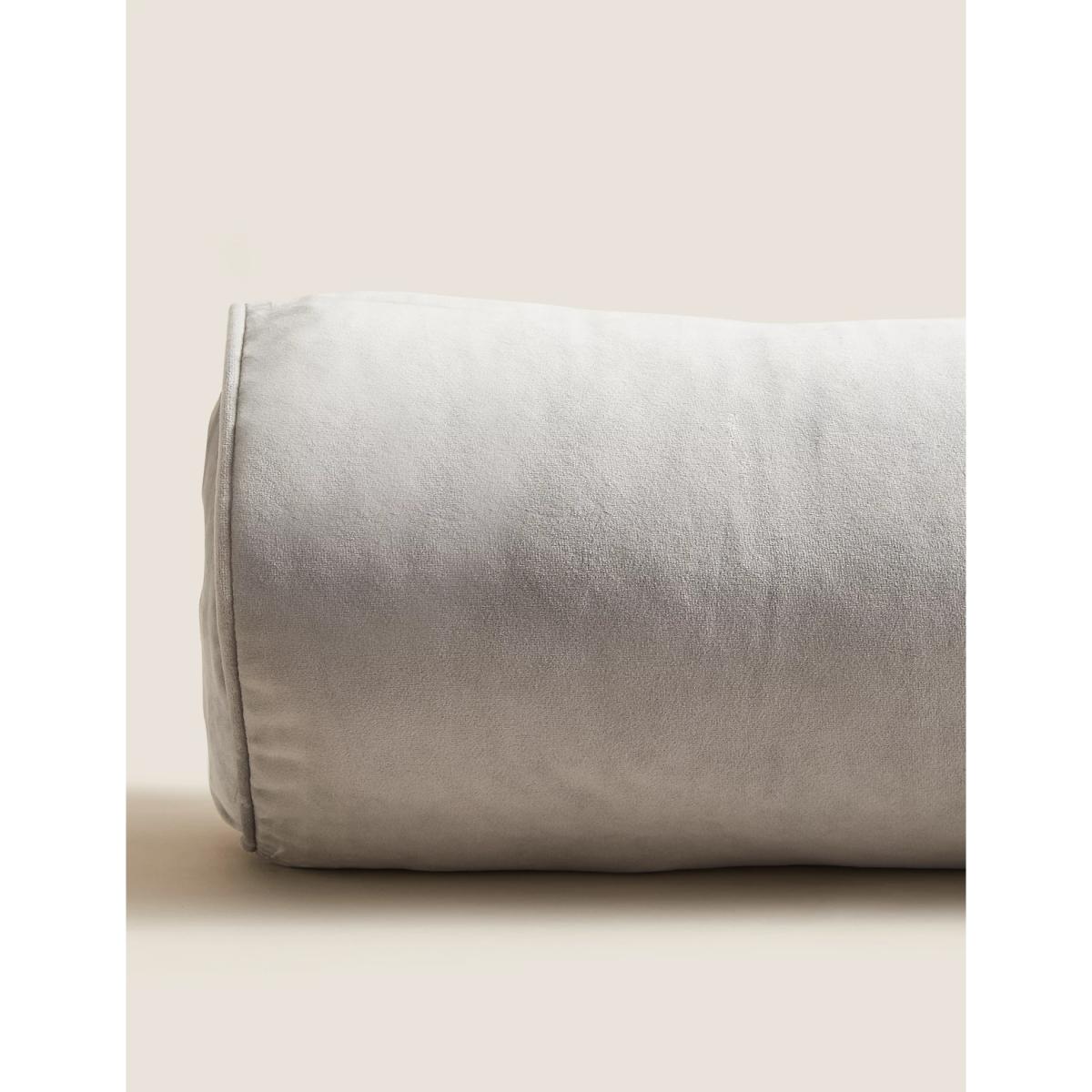 M&S Velvet Piped Bolster Cushion - Light Grey, Light Grey,Light Navy,Duck Egg – image 2