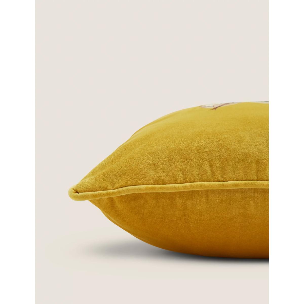 M&S Velvet Bee Embroidered Cushion - Duck Egg, Duck Egg,Ochre,Emerald,Green,Navy – image 2