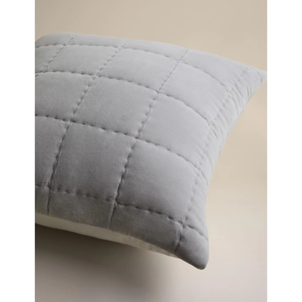 M&S Pure Cotton Velvet Quilted Cushion Dove – image 2