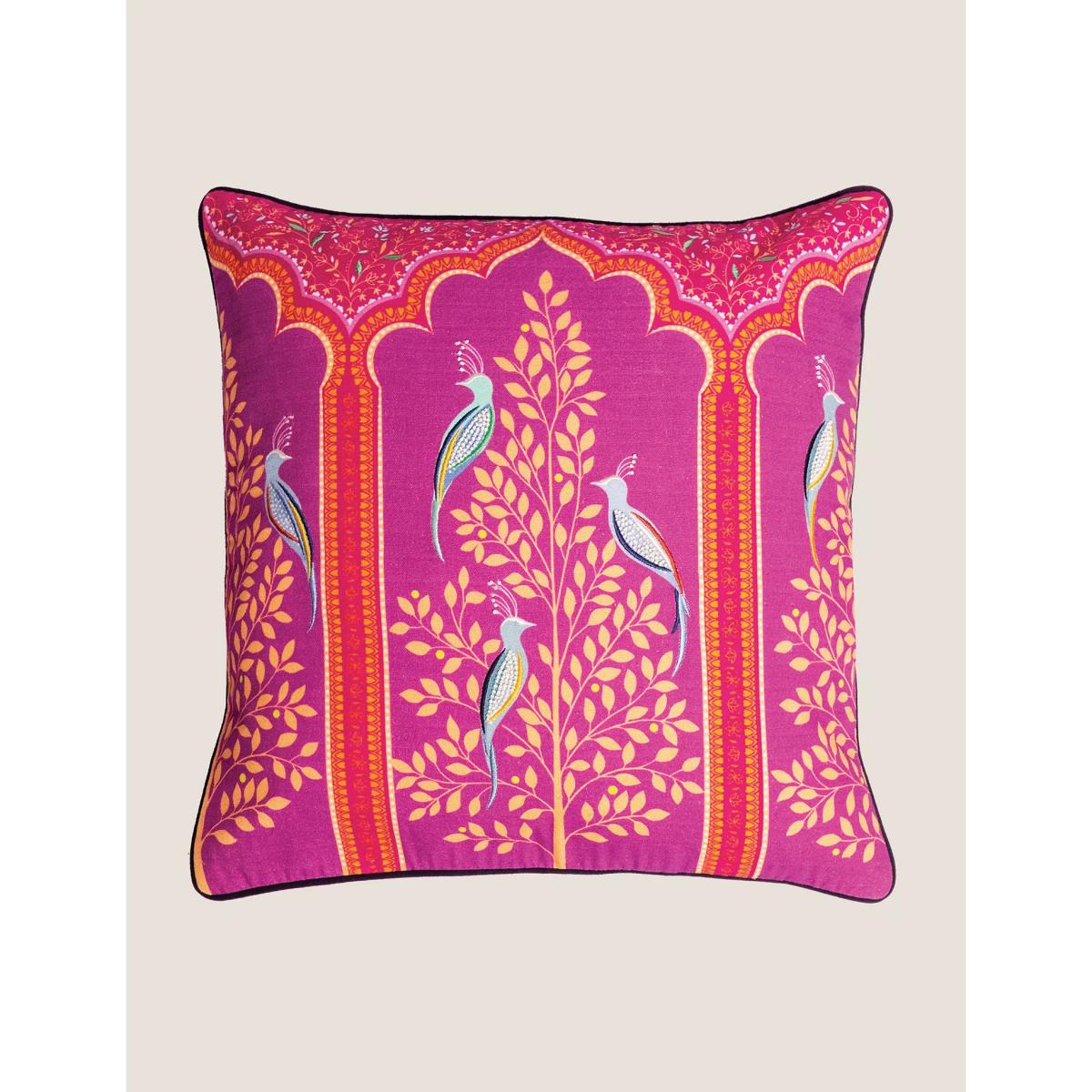 Sara Miller Pure Cotton Scalloped Archways Cushion - Pink, Pink