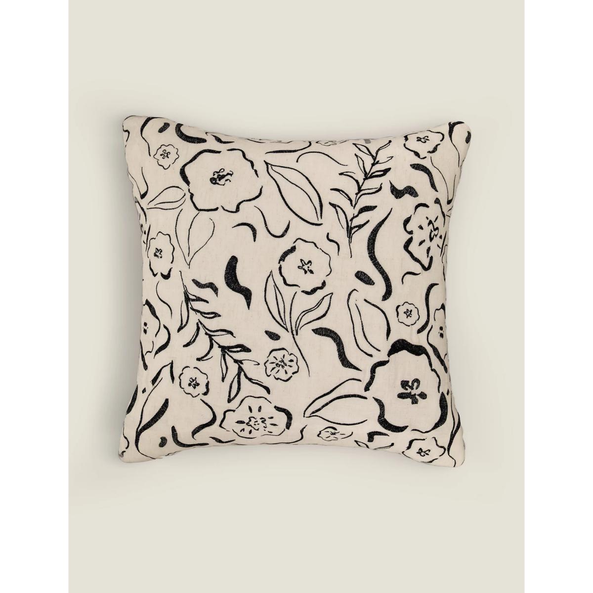 M&S Cotton Rich Floral Embroidered Cushion - Neutral, Neutral – image 2