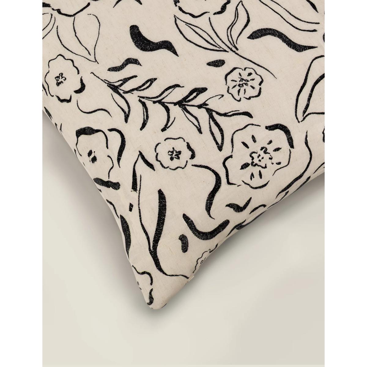 M&S Cotton Rich Floral Embroidered Cushion - Neutral, Neutral – image 3