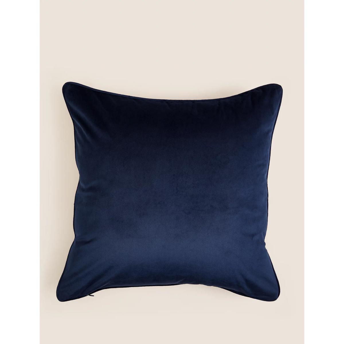 M&S Velvet Exotic Bird Embellished Cushion - Navy Mix, Navy Mix – image 2