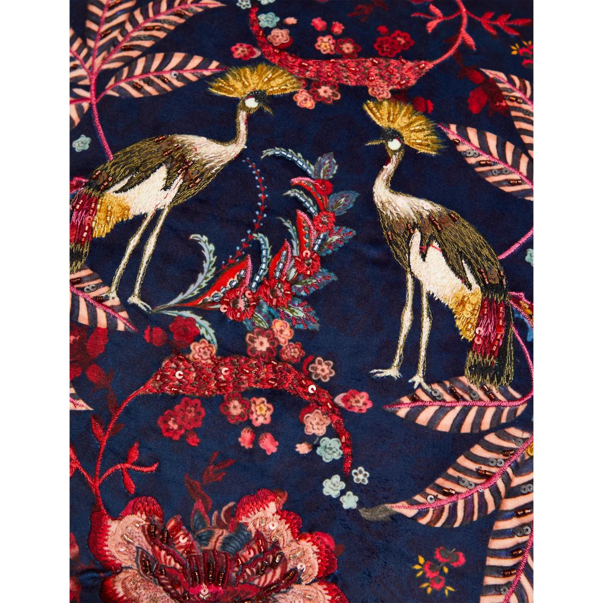 M&S Velvet Exotic Bird Embellished Cushion - Navy Mix, Navy Mix – image 4