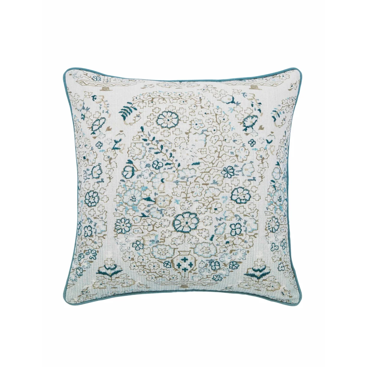 Bedeck of Belfast Pure Cotton Floral Embroidered Cushion White Mix – image 2