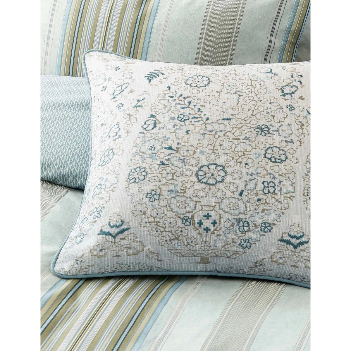 Bedeck of Belfast Pure Cotton Floral Embroidered Cushion White Mix – image 3