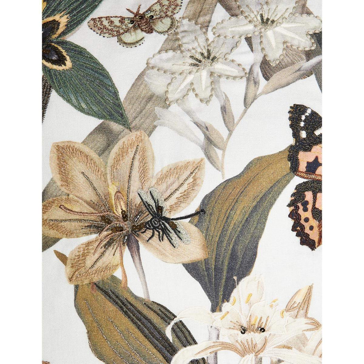 M&S Floral Embroidered & Embellished Cushion - Green Mix, Green Mix,Pale Pink Mix – image 3