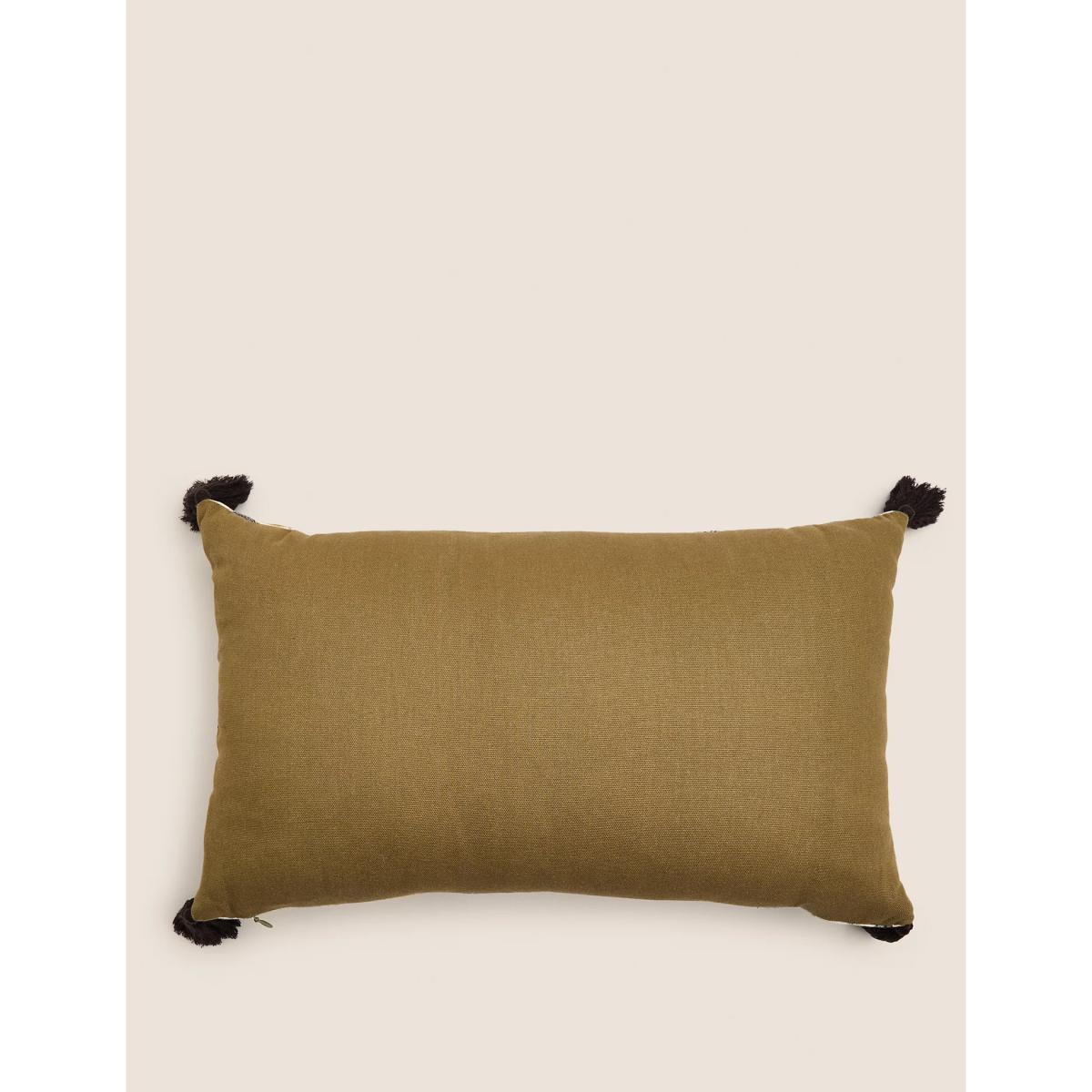 M&S Cotton Blend Leopard Embroidered Bolster Cushion - Multi, Multi – image 3