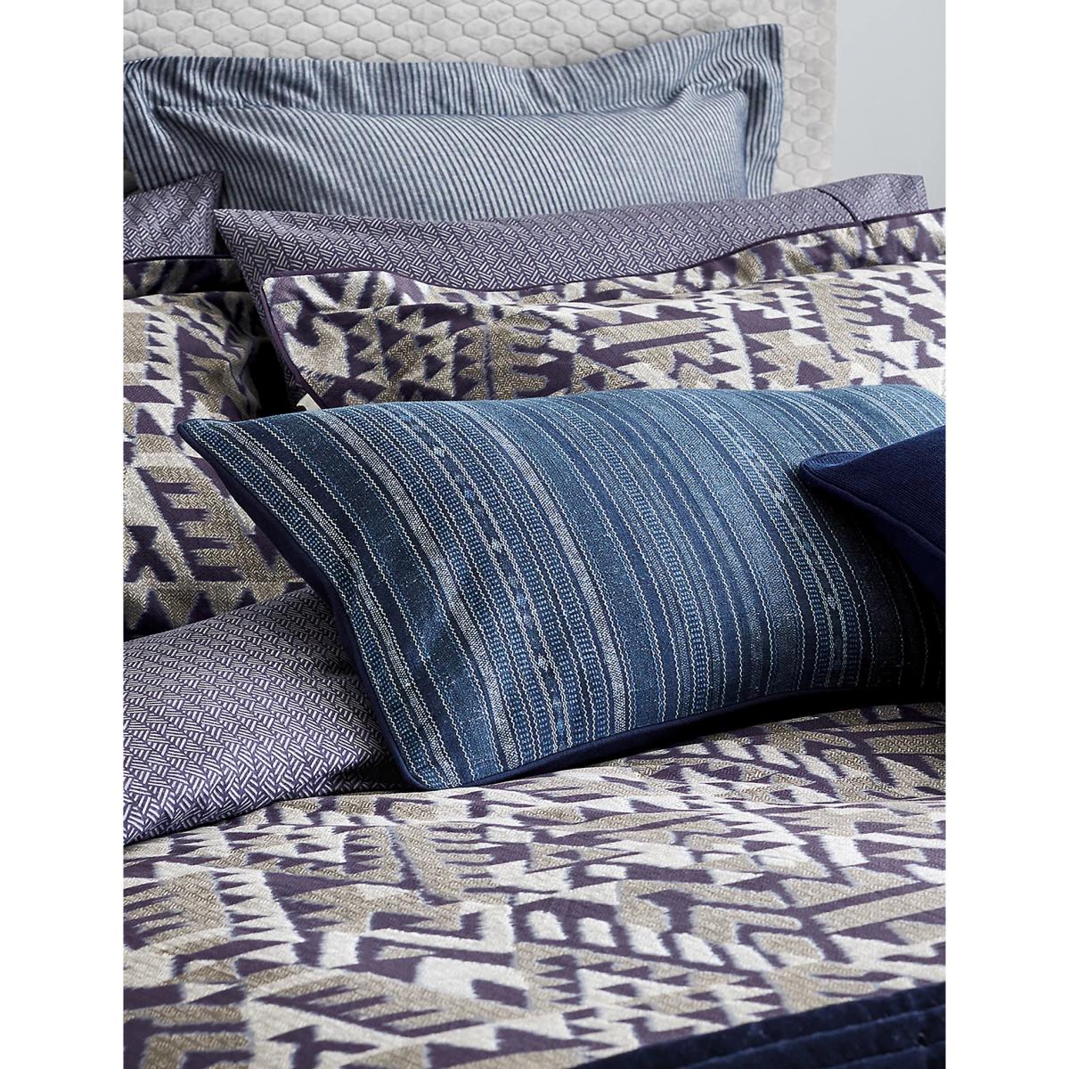Bedeck Of Belfast Pure Cotton Mazana Piped Bolster Cushion - Blue, Blue – image 2