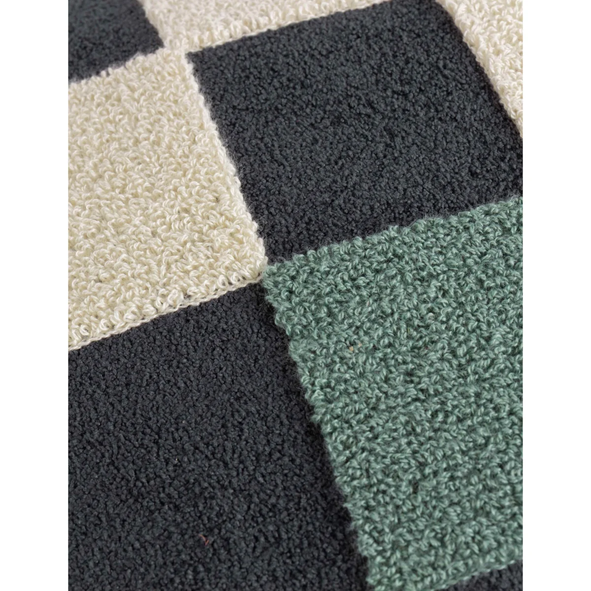 MADE Bouclé Checkerboard Cushion Cream Mix – image 5