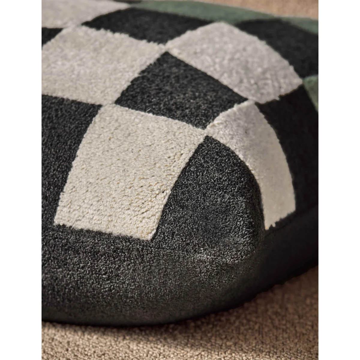 MADE Bouclé Checkerboard Cushion Cream Mix – image 6