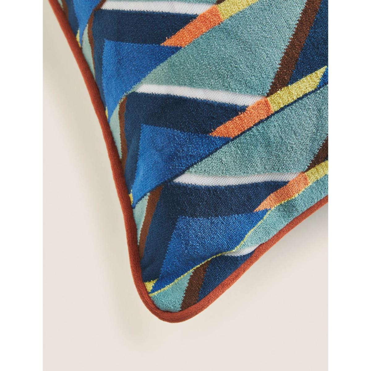 M&S Velvet Geometric Cushion - Blue Mix, Blue Mix – image 5