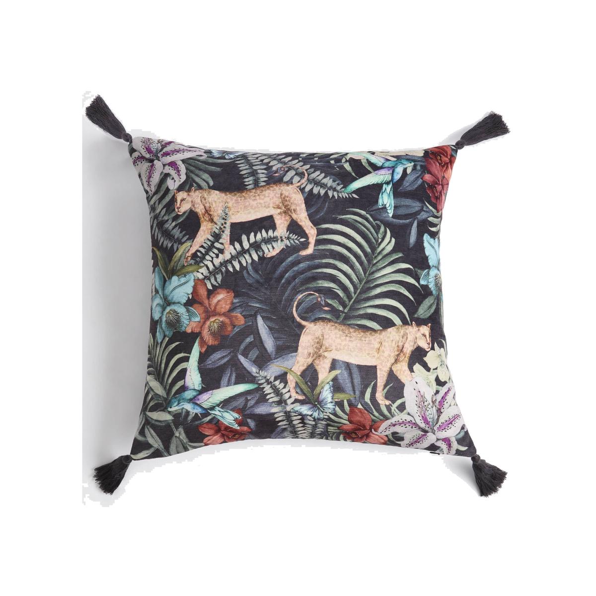 M&S Chenille Leopard Print Cushion - Navy Mix, Navy Mix – image 1