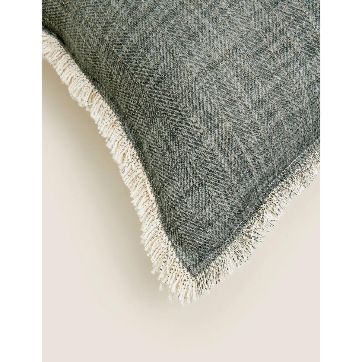 M&S Pure Cotton Denim Fringed Cushion, Denim – image 5