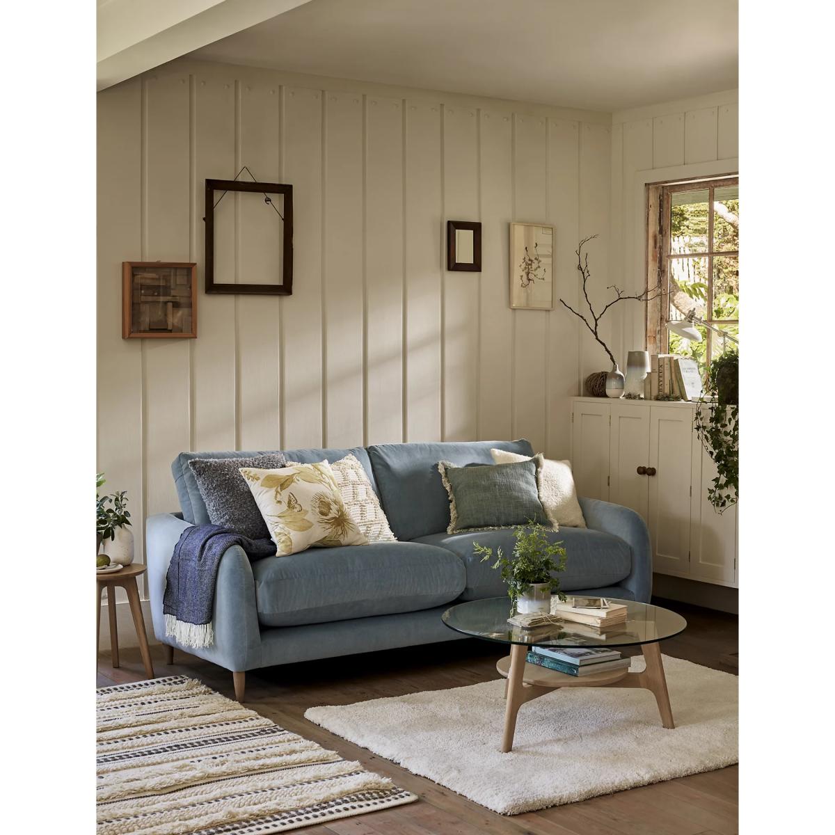 M&S Pure Cotton Denim Fringed Cushion, Denim – image 6