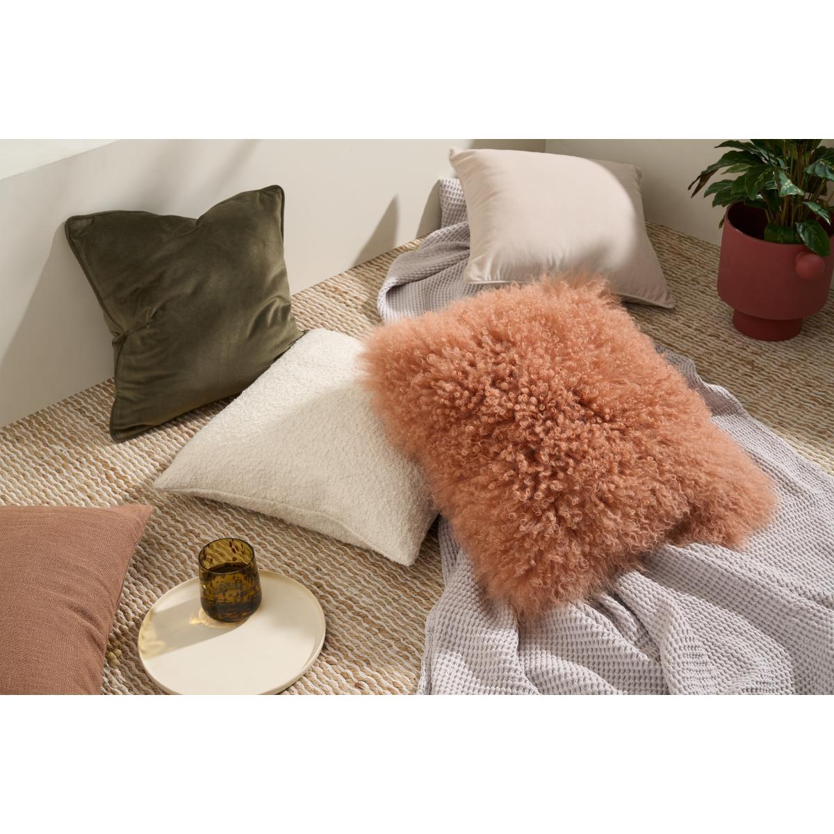 Haddie Mongolian Sheepskin Cushion, 45 x 45 cm, Sandstone – image 3