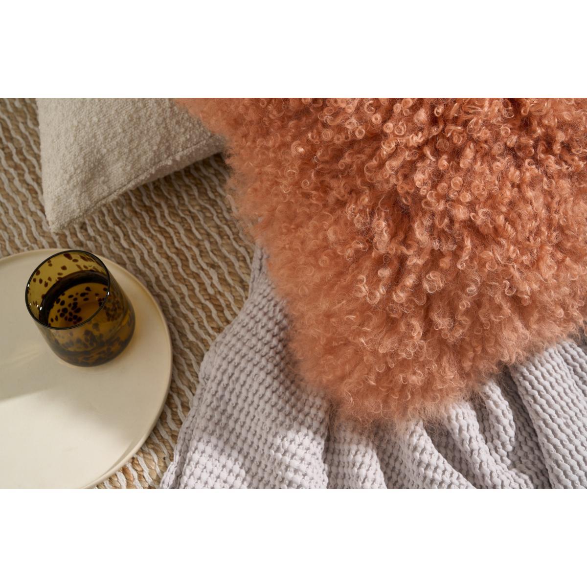 Haddie Mongolian Sheepskin Cushion, 45 x 45 cm, Sandstone – image 4