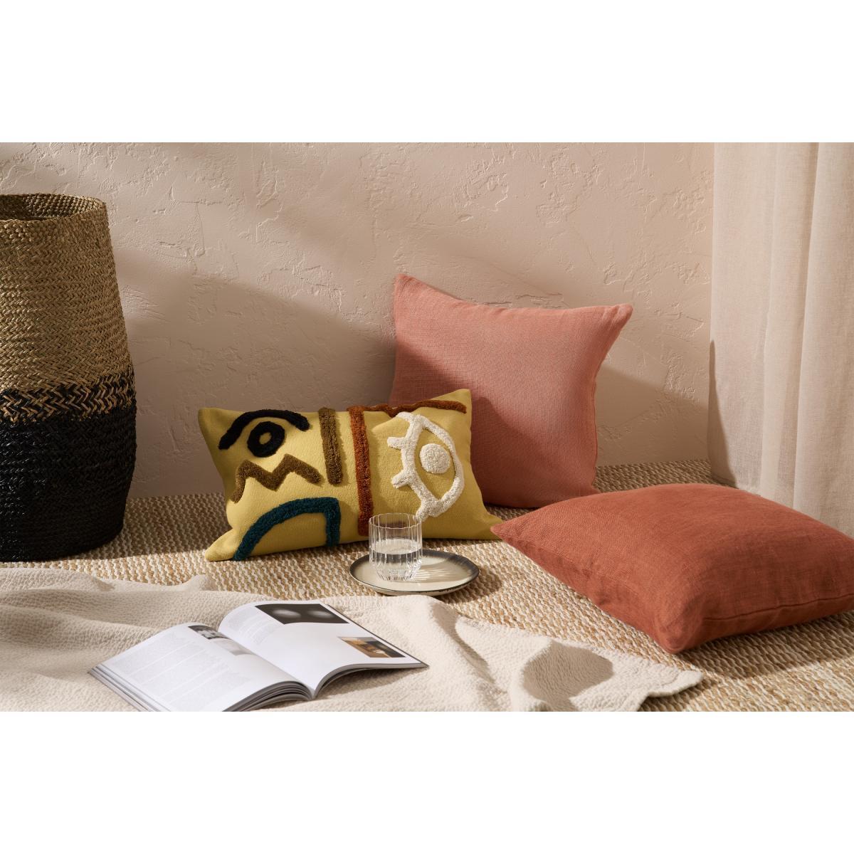 Azizi 100% Cotton Cushion, 40 x 55 cm, Yellow – image 3