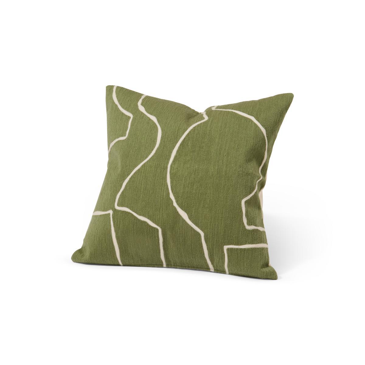 Nuwan Embroidered Cushion, 50 x 50 cm, Moss Green – image 2