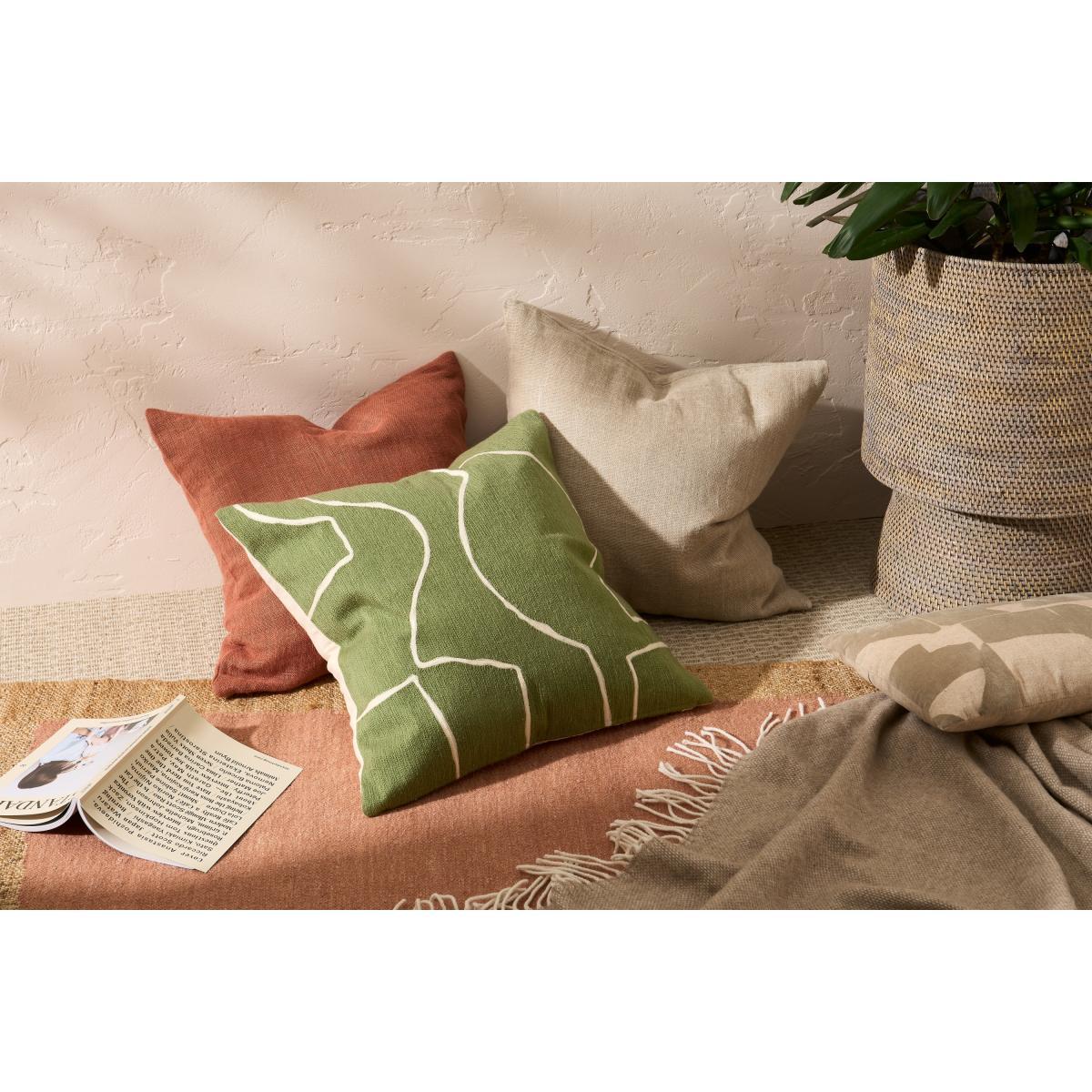 Nuwan Embroidered Cushion, 50 x 50 cm, Moss Green – image 3