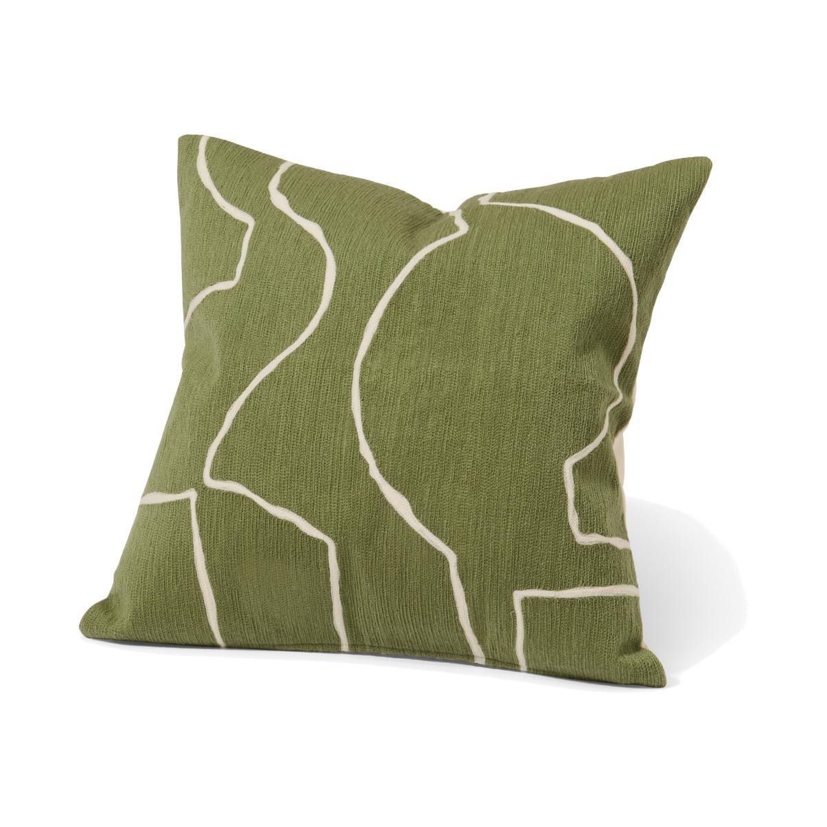 Nuwan Embroidered Cushion, 50 x 50 cm, Moss Green – image 1