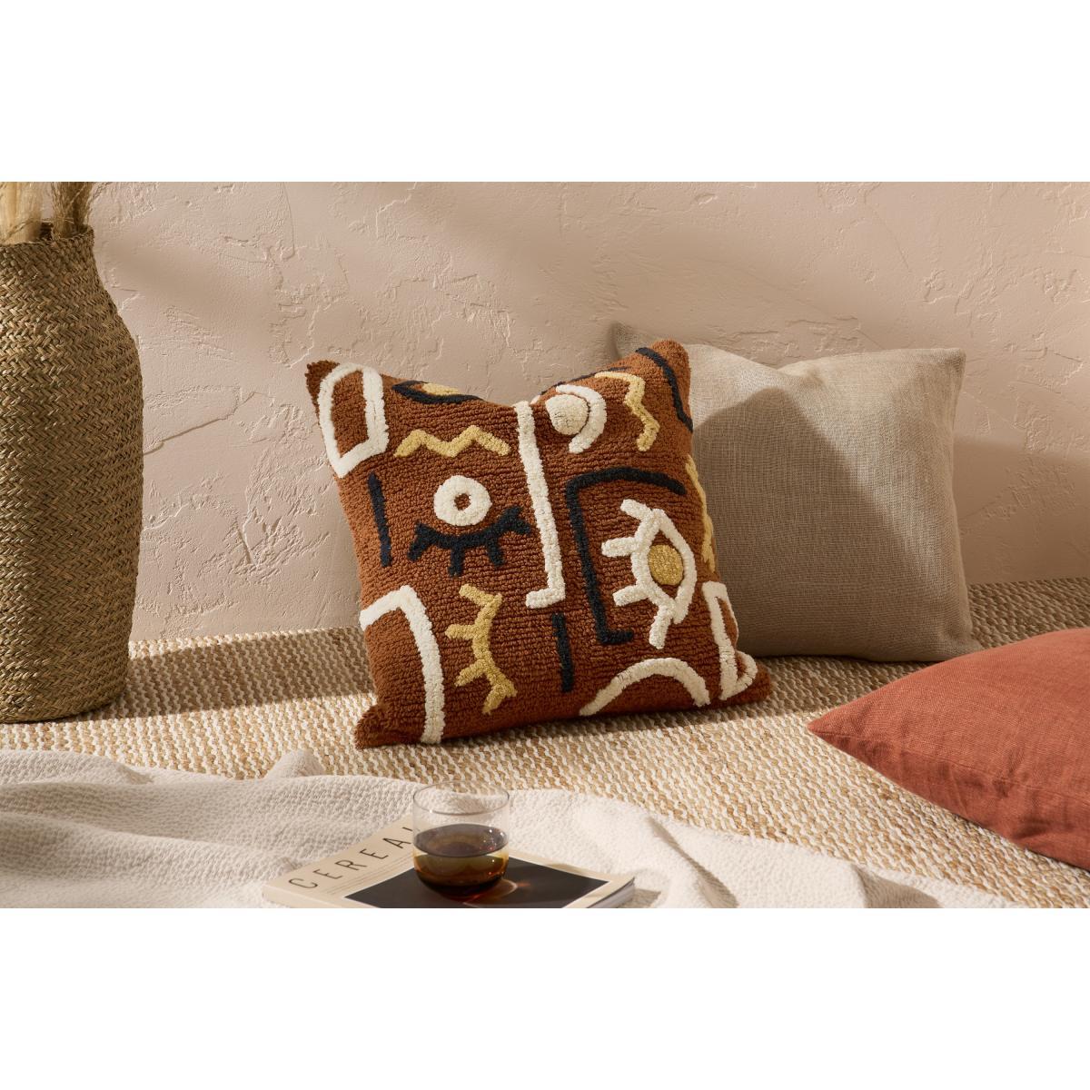 Azizi 100% Cotton Cushion, 50 x 50 cm, Terracotta – image 3