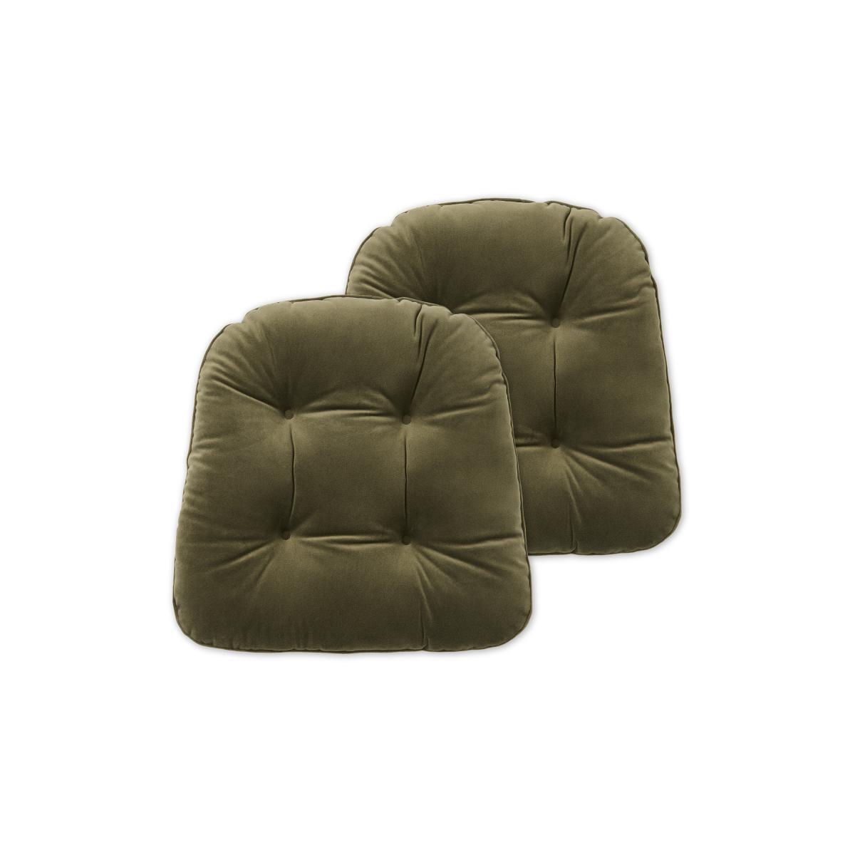 Julius Set of 2 Velvet Top Seat Pads, 40 x 40cm, Pistachio Green – image 2