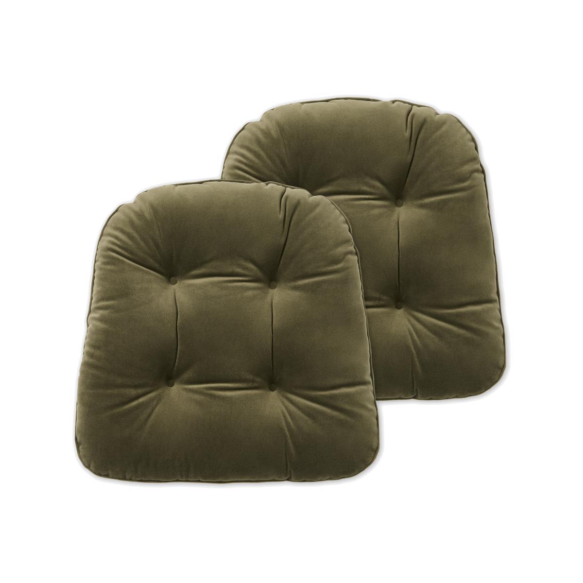 Julius Set of 2 Velvet Top Seat Pads, 40 x 40cm, Pistachio Green – image 1