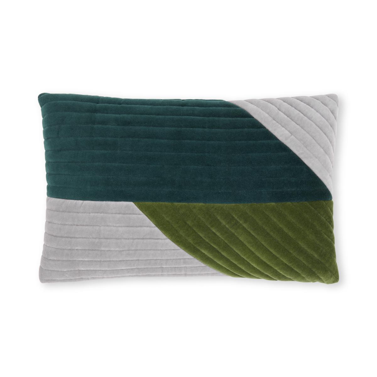 Balico Velvet Panelled Cushion, 30 x 50 cm, Teal – image 2