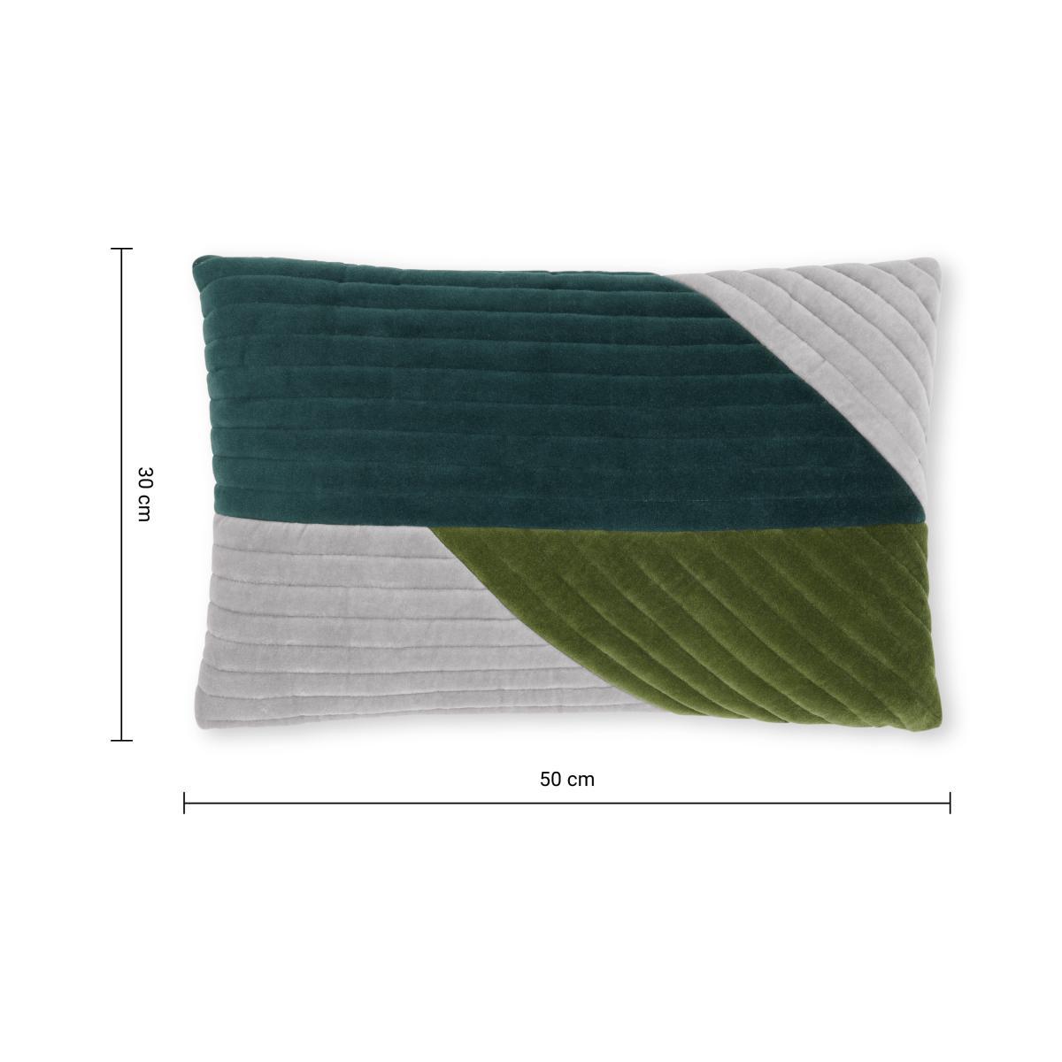 Balico Velvet Panelled Cushion, 30 x 50 cm, Teal – image 7