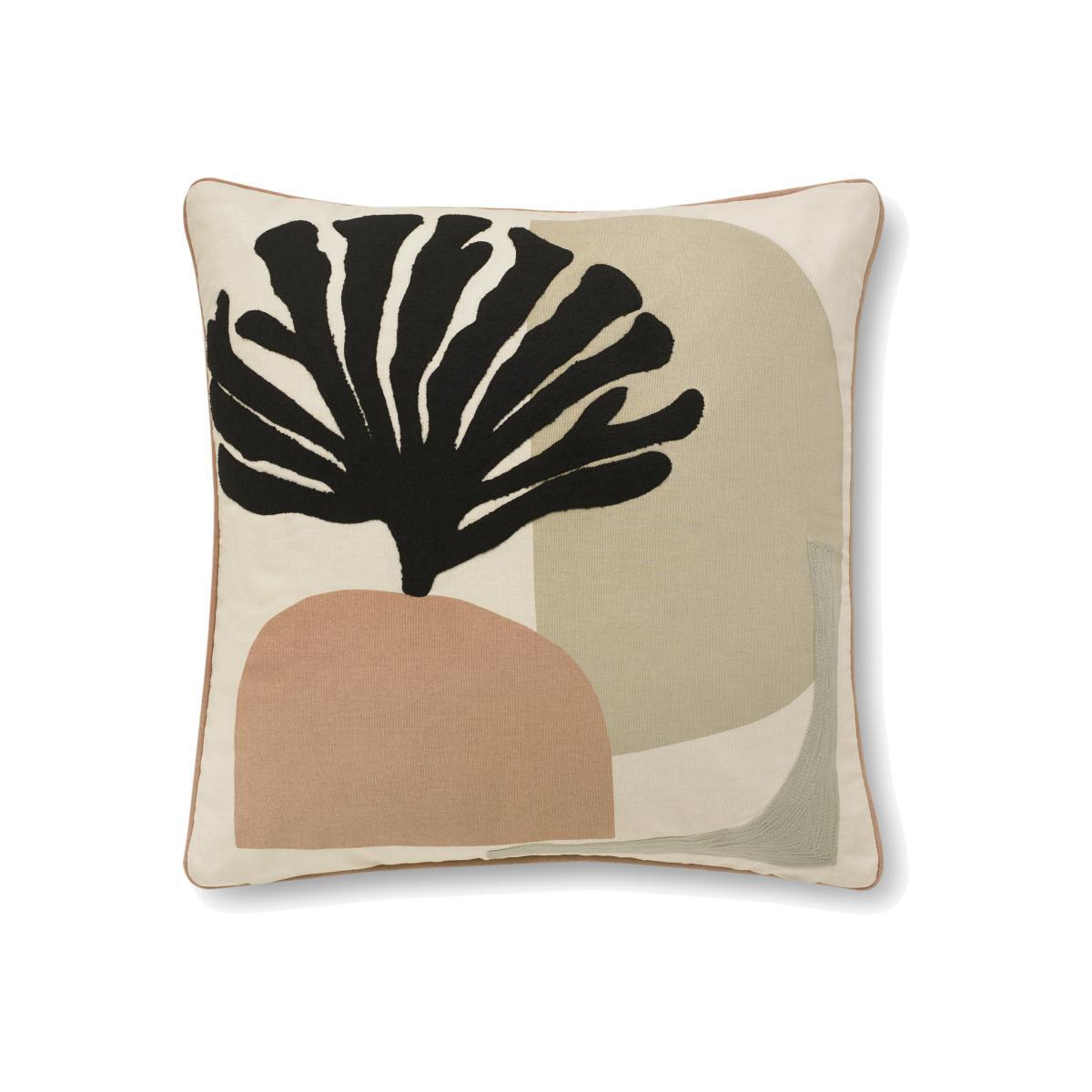 Onadowan Embroidered Printed Cushion, 50 x 50cm, Neutral – image 1