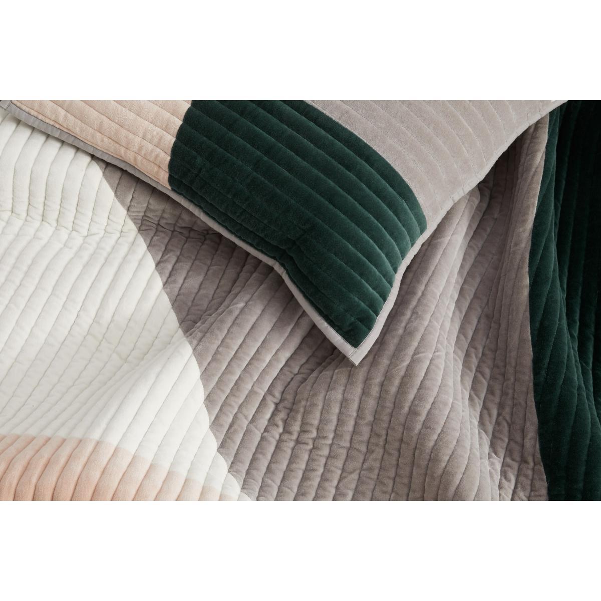Giacomo Patchwork Velvet Cushion, 50x50cm, Peacock green & Plaster Pink – image 6
