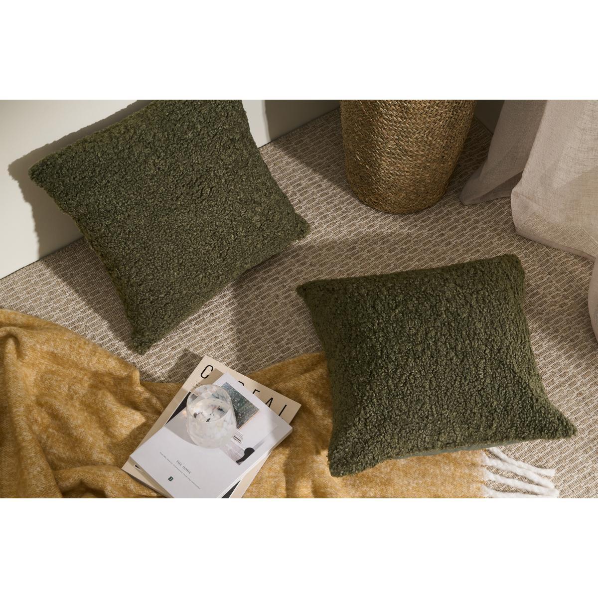 Mirny Set of 2 Boucle Cushions, 45 x 45cm, Moss Green – image 3