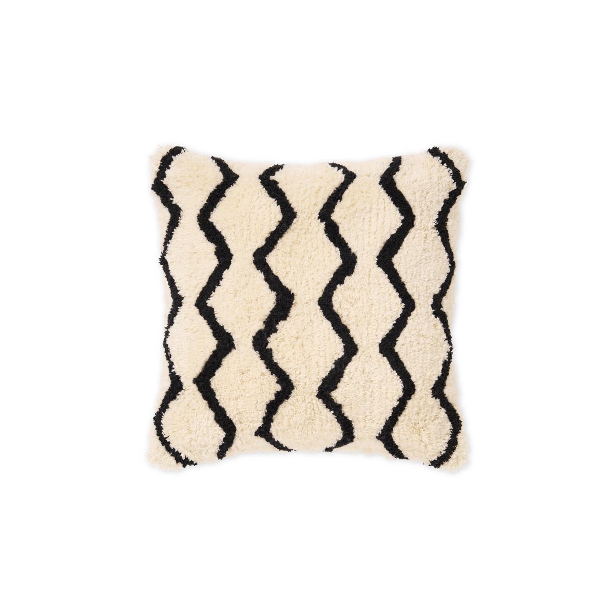 Dulip Berber-Style Cotton Cushion, 45 x 45cm, Natural & Black – image 2