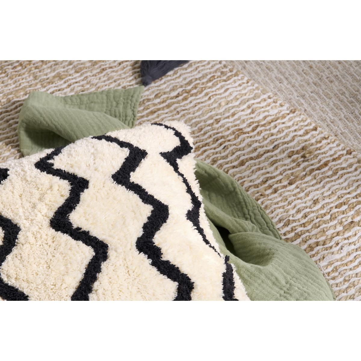 Dulip Berber-Style Cotton Cushion, 45 x 45cm, Natural & Black – image 4